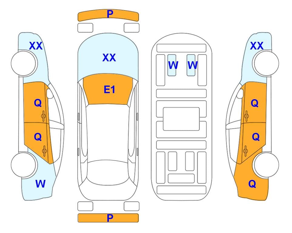 Body condition diagram: Hyundai The NewGrandeurIG LPi 3.0 Rental Car Premium