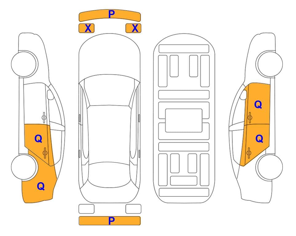 Esquema del estado de la carrocería: Volkswagen Jetta(7th Generation) 1.4 TSI Prestige