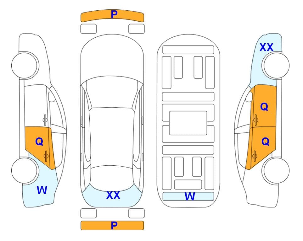 Esquema del estado de la carrocería: Kia The NewSorento Híbrido(MQ4) 1.6 HEV 2WD Prestige